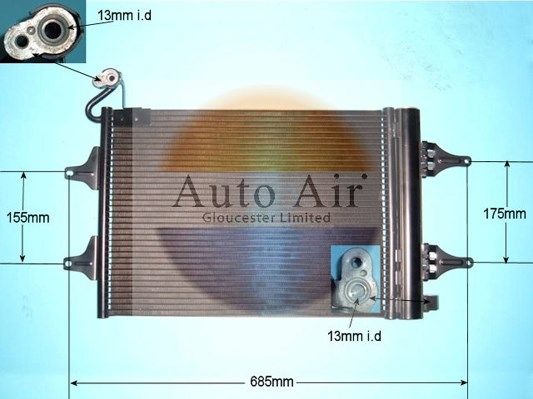 Auto Air 16-9569 A/C Air Con Condenser Air Conditioning Fits Seat Skoda VW