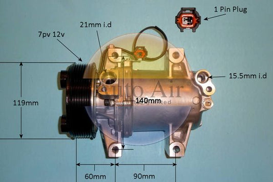 Auto Air 14-0248P A/C Air Con Compressor Air Conditioning Fits Nissan Navara