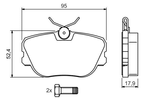 BOSCH 0986494058 Disc Brake Pad Set Front Low-Metallic Fits Mercedes-Benz 190