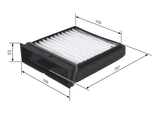 BOSCH 1987432157 Cabin Pollen Air Filter 202mm Length Fits Mitsubishi Volvo