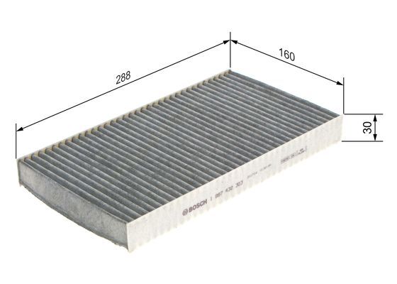 BOSCH 1987432303 Cabin Air Filter 288mm Length Fits Alfa Romeo Fiat Lancia