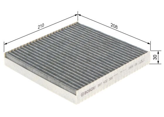 BOSCH 1987432380 Cabin Air Filter 210mm Length Fits Renault Laguna Vel Satis