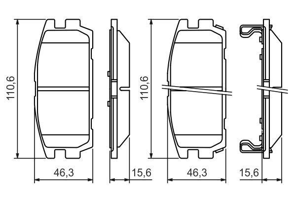 BOSCH 0986494137 Disc Brake Pad Set Rear Low-Metallic Fits Hyundai Terracan