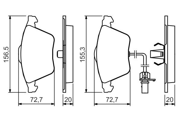 BOSCH 0986494283 Disc Brake Pad Set Front Low-Metallic Fits Audi A6 Allroad