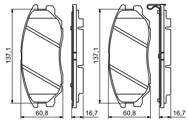 BOSCH 0986494347 Disc Brake Pad Set Front Low-Metallic For Hyundai Kia Ssangyong