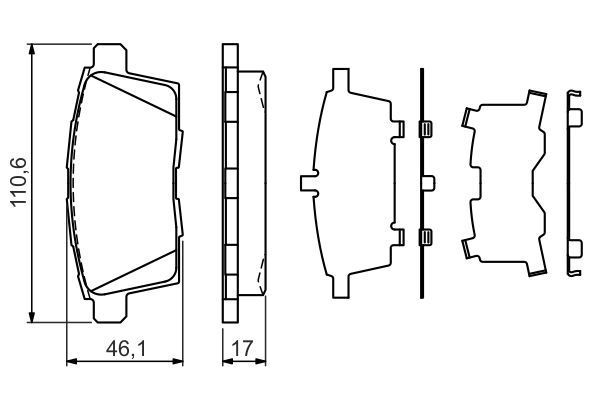BOSCH 0986494376 Disc Brake Pad Set Rear Low-Metallic Fits Mazda CX-7 CX-9
