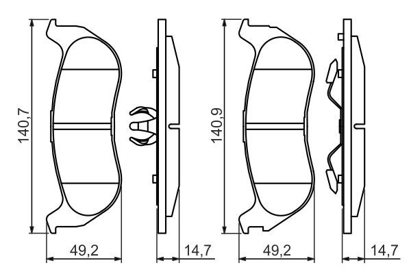 BOSCH 0986494419 Disc Brake Pad Set Rear Low-Metallic Fits Jeep Cherokee