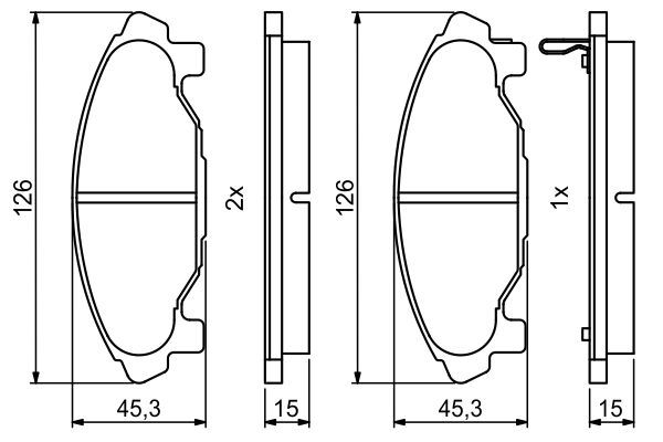 BOSCH 0986494853 Brake Pad Set For Disc Low-Metallic 45.3mm Height Fits DAIHATSU