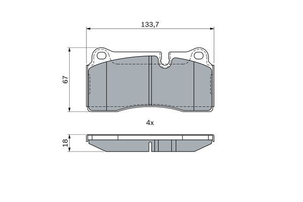 BOSCH 0986494957 Brake Pad Set Rear Low-Metallic 67mm Height Fits Audi R8