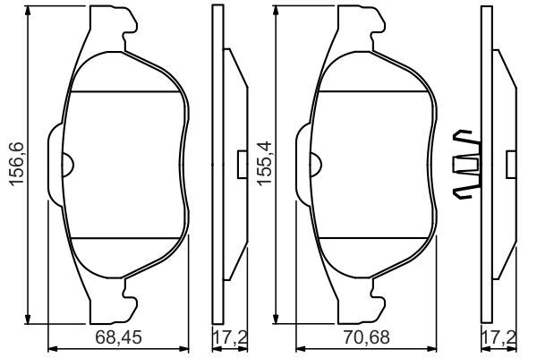 BOSCH 0986495264 Disc Brake Pad Set Front Low-Metallic For Renault Laguna Scenic