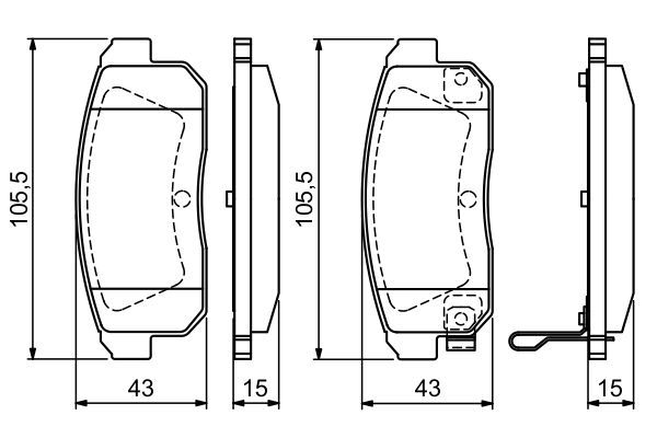 BOSCH 0986494223 Disc Brake Pad Set Rear Low-Metallic Fits Mazda Nissan Suzuki