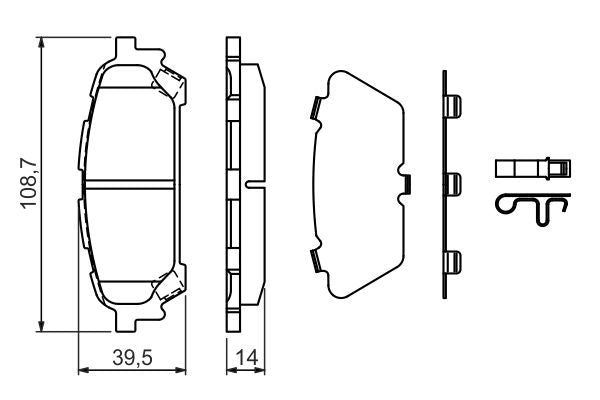 BOSCH 0986494232 Brake Pad Set Rear Low-Metallic Fits Subaru Forester Impreza