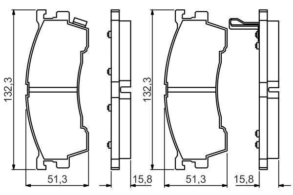 BOSCH 0986495265 Brake Pad Set Front Low-Metallic 51.3mm Height Fits Mazda