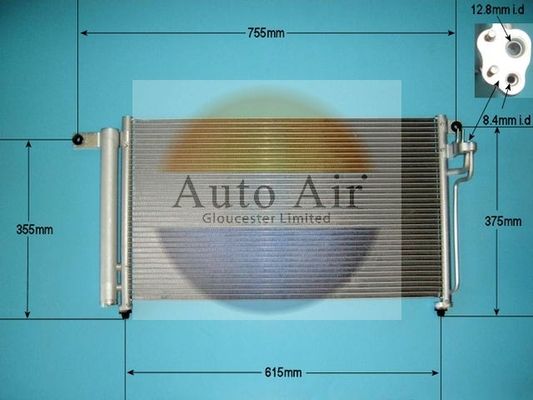Auto Air 16-0007 A/C Air Con Condenser Air Conditioning With Dryer Fits Kia Rio