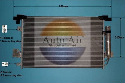 Auto Air 16-9006 A/C Condenser Air Conditioning Fits Citroen Mitsubishi Peugeot