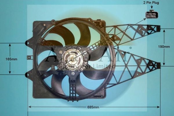 AUTO AIR 05-1305 Radiator Fan Electric Motor Centre Fits Fiat Grande Punto