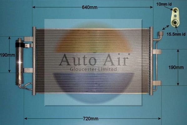 AUTO AIR 16-1400 Air Conditioning Condenser A/C Air Con Replacement Fits NISSAN
