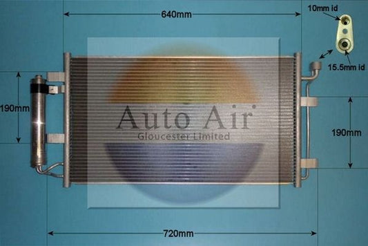 AUTO AIR 16-1400 Air Conditioning Condenser A/C Air Con Replacement Fits NISSAN