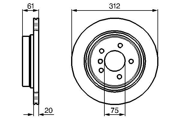 BOSCH 0986478768 Brake Disc Rear Right O/S Driver Side Fits BMW 3 Series Z3