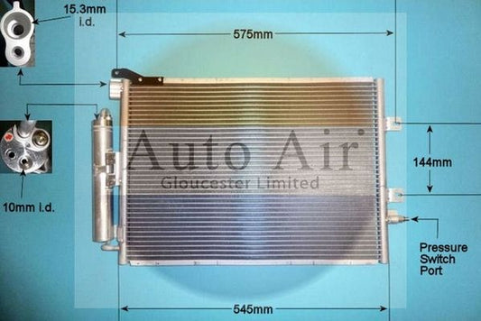 Auto Air 16-1093A A/C Air Con Condenser Air Conditioning With Dryer Fits Renault