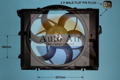 AUTO AIR 05-1044 Radiator Fan Electric Motor Centre Cooling System Fits BMW