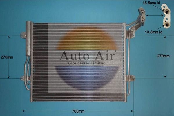 Auto Air 16-9977 A/C Condenser Air Conditioning Fits Seat Alhambra VW Sharan