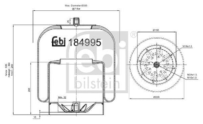 Air Suspension Bellow Febi Bilstein 184995 Fits MERCEDES-BENZ