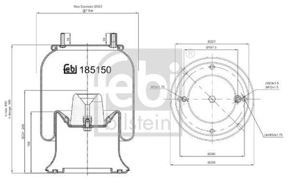 Air Suspension Bellow Febi Bilstein 185150 Fits ROR