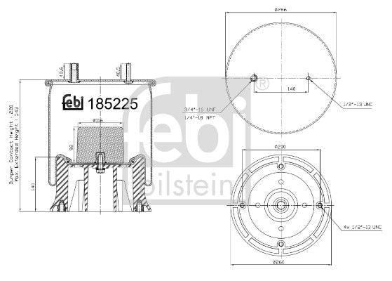 Air Suspension Bellow Febi Bilstein 185225 Fits SAF