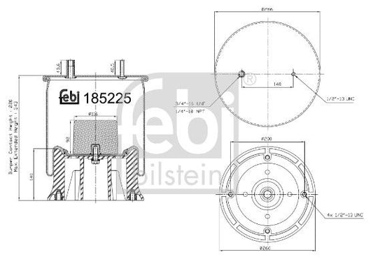 Air Suspension Bellow Febi Bilstein 185225 Fits SAF