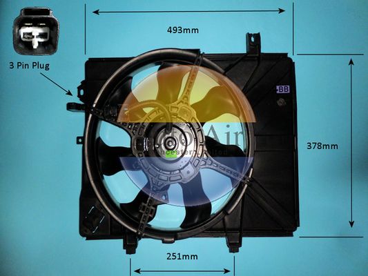 AUTO AIR 05-1405 Radiator Fan Electric Motor Centre Cooling Fits Honda Civic