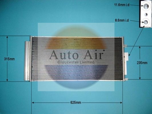 Auto Air 16-9707 A/C Air Con Condenser Air Conditioning With Dryer Fits Fiat