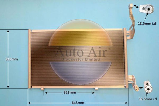 AUTO AIR 16-0065 Air Conditioning Condenser A/C Air Con Fits Ford Fiesta