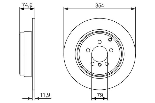 BOSCH 0986479612 Brake Disc Rear Solid 354mm Outer Ø Fits Land Rover Range Rover