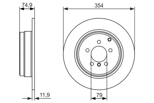 BOSCH 0986479612 Brake Disc Rear Solid 354mm Outer Ø Fits Land Rover Range Rover