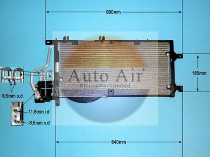AUTO AIR 16-1244 Air Conditioning Condenser A/C Air Con Replacement For Vauxhall