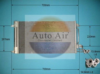 AUTO AIR 16-9007 Air Condenser A/C Air Conditioning Fits Audi Seat Skoda VW