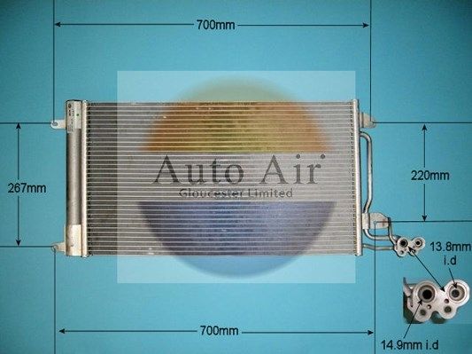 AUTO AIR 16-9007 Air Condenser A/C Air Conditioning Fits Audi Seat Skoda VW