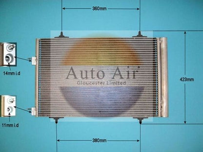AUTO AIR 16-9944 Air Conditioning Condenser Fits Peugeot 508 508 SW 5008
