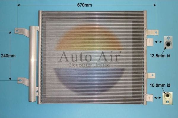 AUTO AIR 16-1414 Air Conditioning Condenser A/C Fits Jaguar F-Type XF XJ XK