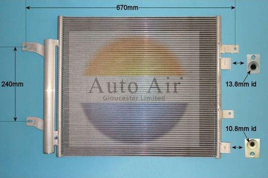 AUTO AIR 16-1414 Air Conditioning Condenser A/C Fits Jaguar F-Type XF XJ XK