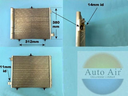 AUTO AIR 16-5112 Air Conditioning Condenser Fits Citroen Peugeot Vauxhall