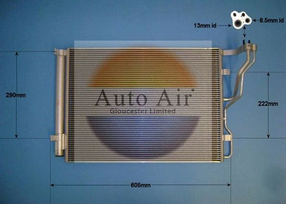 AUTO AIR 16-9985 Air Conditioning Condenser A/C Air Con Fits Hyundai i40