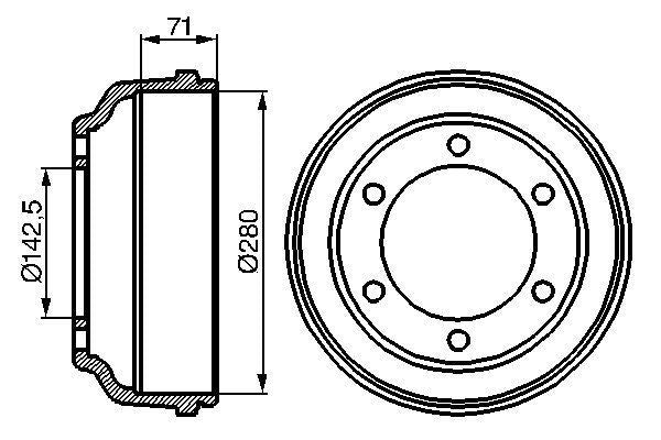 BOSCH 0986477047 Brake Drum Rear 320mm Outer Ø Fits Ford Transit Transit Tourneo