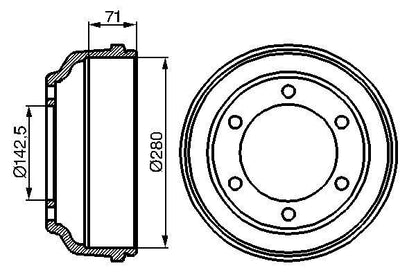 BOSCH 0986477047 Brake Drum Rear 320mm Outer Ø Fits Ford Transit Transit Tourneo