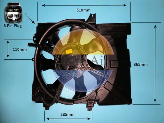 AUTO AIR 05-1441 Radiator Fan Electric Motor Centre Cooling Fits Hyundai Getz