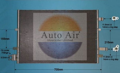 AUTO AIR 16-1049 Air Conditioning Condenser A/C Air Con Fits Ford Mondeo