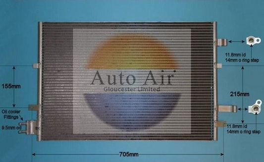 AUTO AIR 16-1049 Air Conditioning Condenser A/C Air Con Fits Ford Mondeo