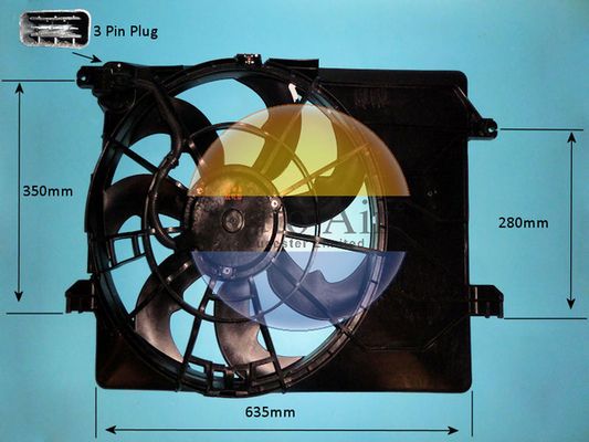 AUTO AIR 05-1459 Radiator Fan Electric Motor Centre Cooling Fits Hyundai i40