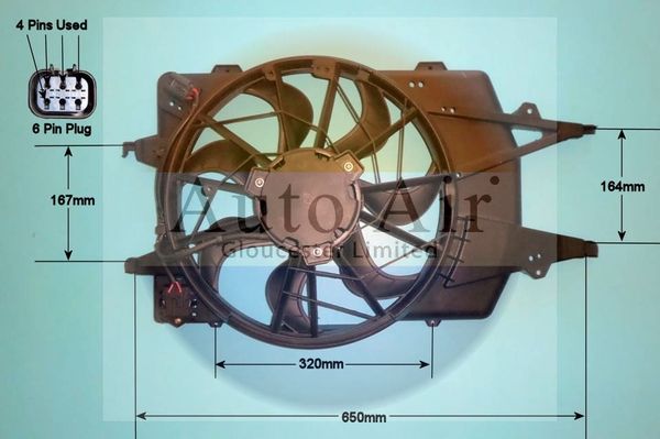 AUTO AIR 05-1275 Radiator Fan Electric Motor Centre Cooling Fits Ford Focus